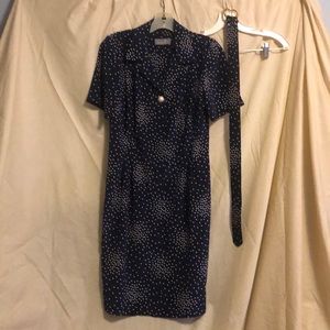 Liz Claiborne petit navy/white dress sz 4